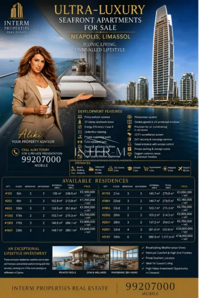 Ultra-Luxury Seafront Apartments For Sale – Neapolis, Limassol,Cyprus,1700000 – 33000000